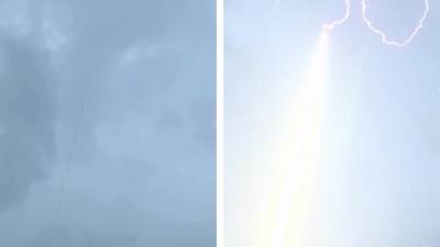 La foudre suit un fil de cuivre envoyé dans les nuages