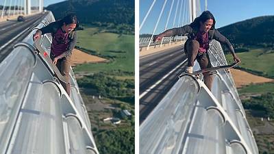 Sauter du Viaduc de Millau en skate