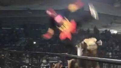 Un taureau fait voler un homme dans le public