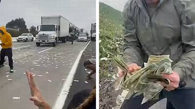 Des milliers de billets de banque sur l'autoroute après un accident avec un fourgon