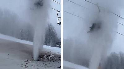 Un skieur se retrouve bloqué sur un télésiège sous une fuite de canalisation