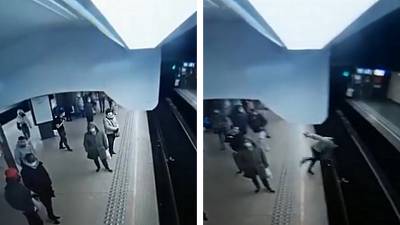 Un jeune homme pousse une femme sur les rails du métro à Bruxelles
