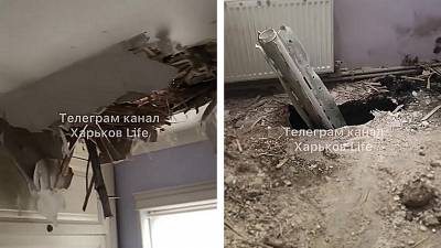 Ils se retrouvent avec le propulseur d'un missile russe planté dans le sol de leur chambre