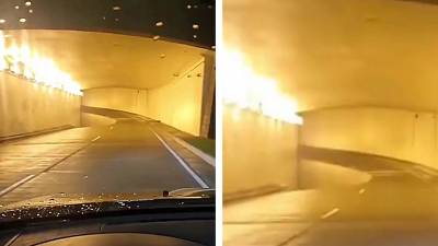 Un énorme trou dans un tunnel